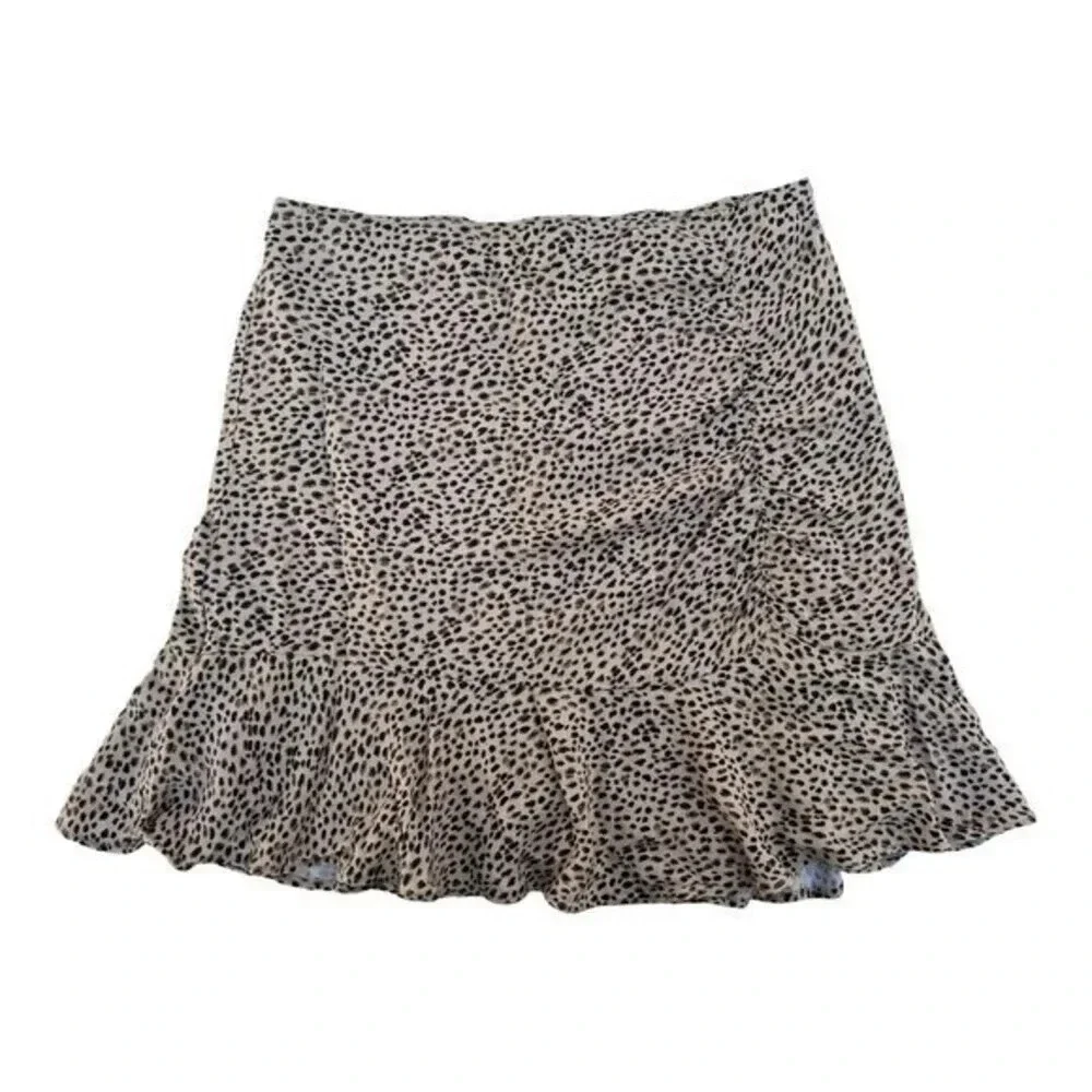 Ambercrombie & Fitch Leopard Print Skirt Size XS Ruffle Hem￼‎ Fully Lined​​​